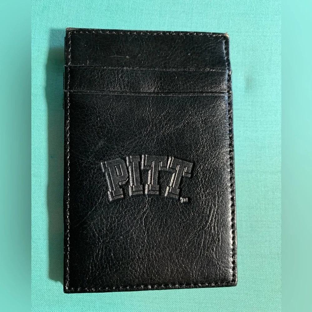 Pitt Wallet | Card Holder ~ Black Leather ~ University of Pittsburgh - Picture 4 of 7